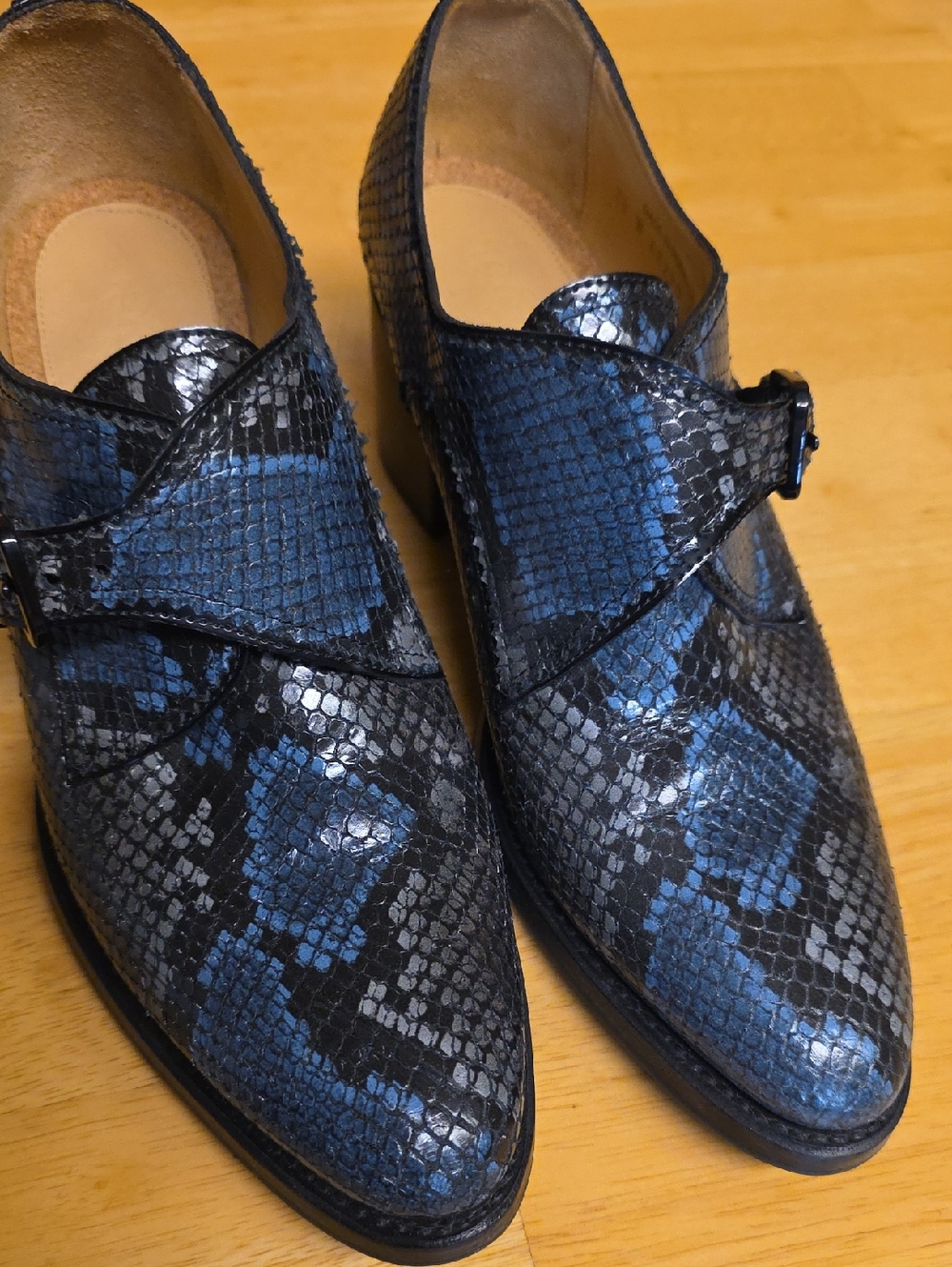 The Office Of Angela Scott Single Monk Strap Heels. Beautiful Blue